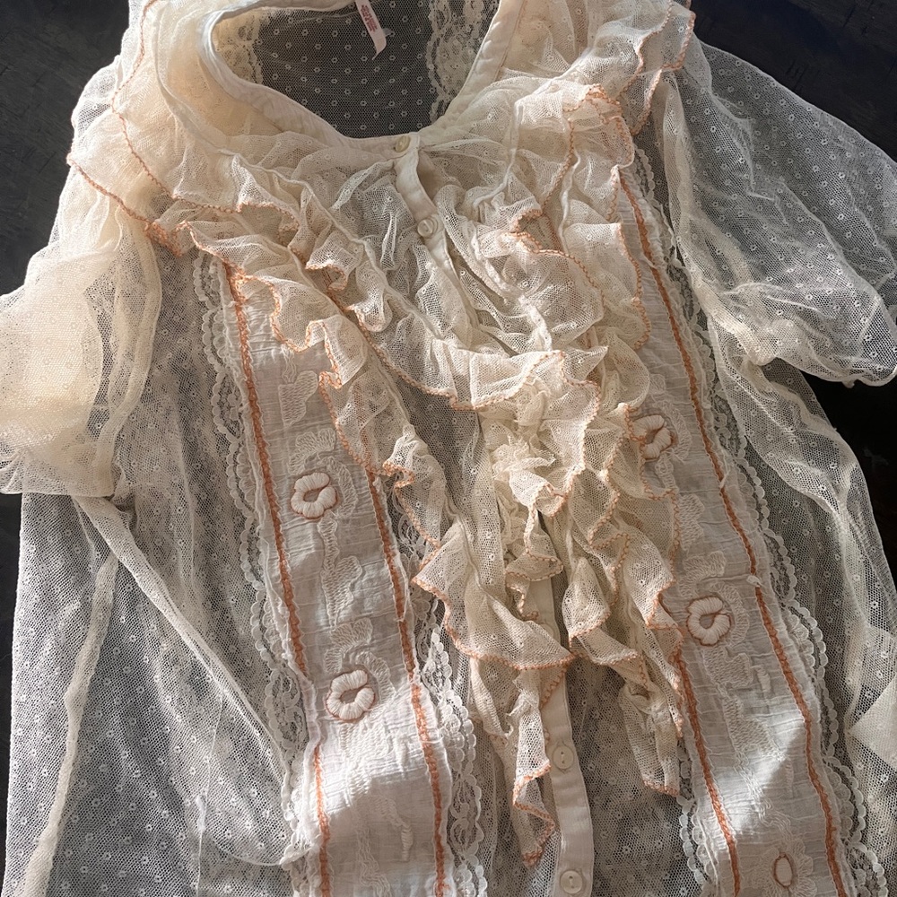 Free People Cream Lace Top